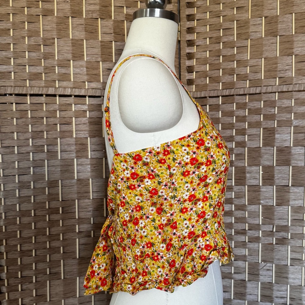 NWT ditsy floral print tie back AJC crop top S - Picture 5 of 10
